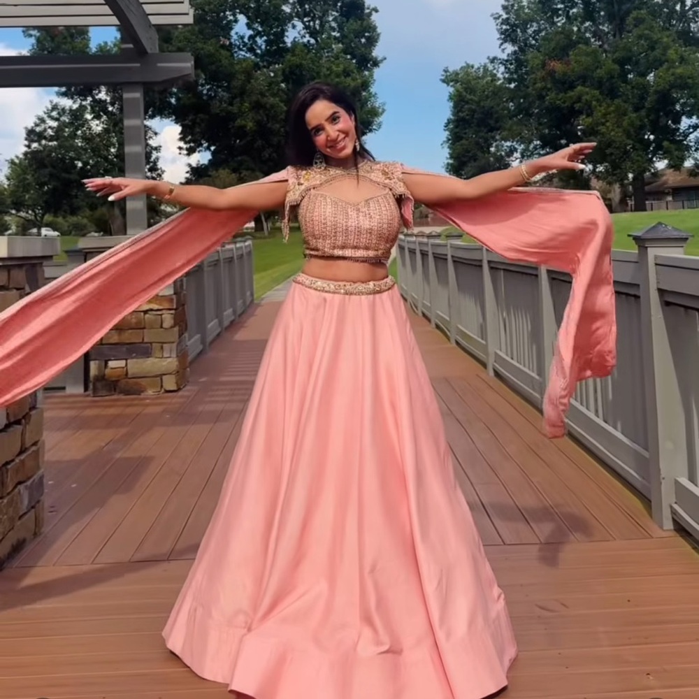 Elegant Peachy Pink 3 Lehenga